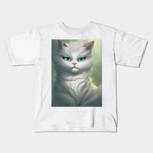 White Cat - Modern Digital Art Kids T-Shirt